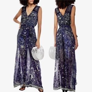 Camilla Crystal Embellished Silk Sleeveless Wide Leg It's a Sign Jumpsuit